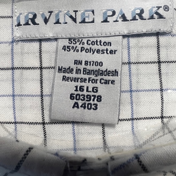Irvine Park Oxford Long Sleeve Shirt with Button Down Collar sleeve 34/35 inch - Picture 5 of 16